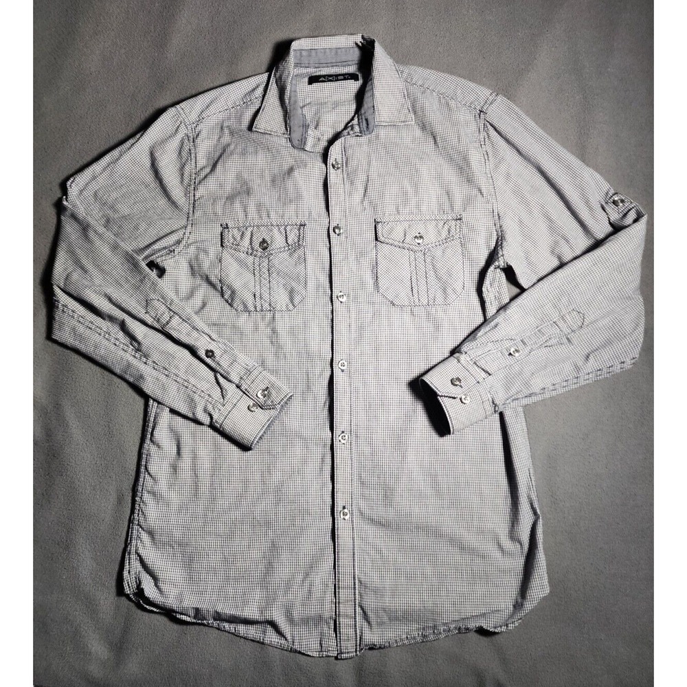 Axist Shirt Mens Small Black White Check Long Sleeve Button Down Collared